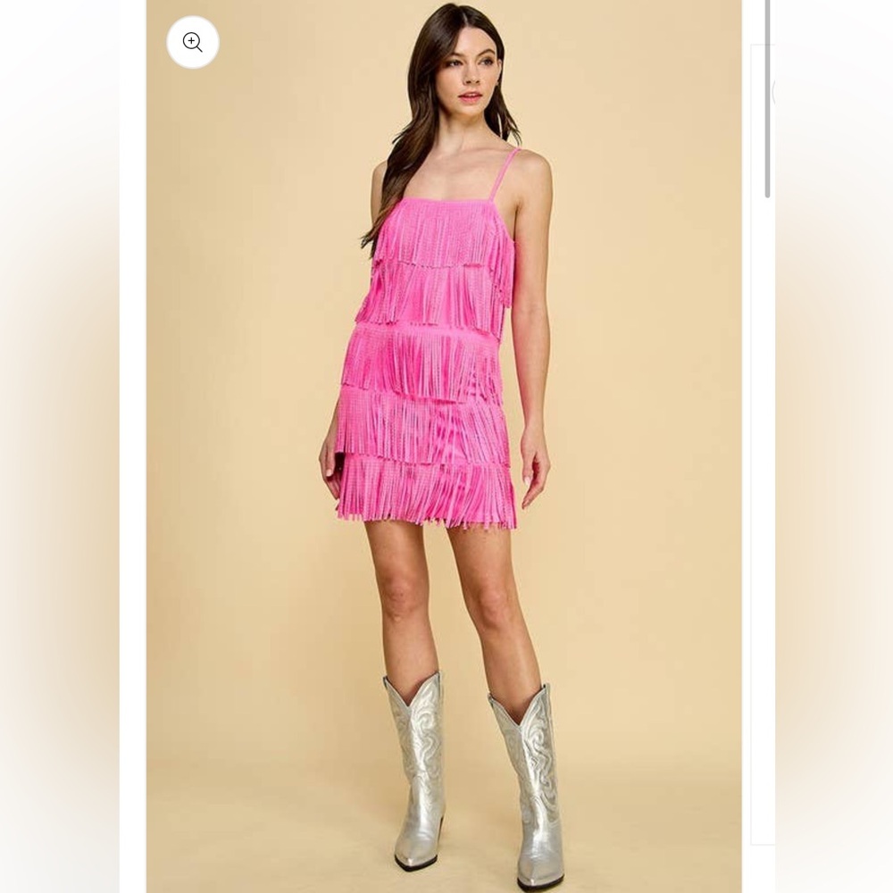 TCEC  • Pink Tiered Fringe Dress size Small